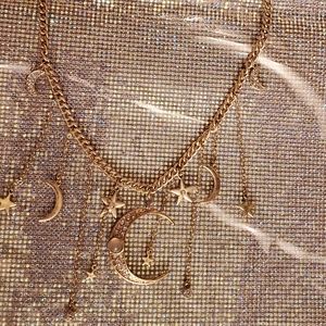 Gold Moon and Stars Necklace